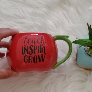 Teach Inspire Grow Red Green Apple Coffee Mug Cup